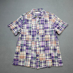 Lucky Brand Patchwork Men’s Size M Button Up Shirt Multi Color Short Sleeve