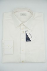 Men ETON Champagne White Single Cuff Shirt Pockets Classic Fit 45 17 3/4