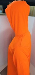 Orange Long Sleeve Safety Shirt With Hoodie, Polyester Birdeye mesh fabric