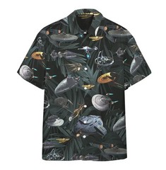 3D Star Trek Space Ships Hawaiian Shirt, shirt US size
