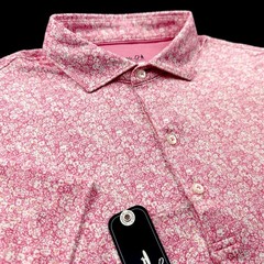 Johnnie O Performance Golf Floral Wildflower Print Polo Shirt Red Large