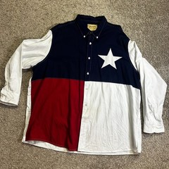 Wrangler Texas Flag Western Shirt Men’s 3XL Big Long Sleeve Red White Blue