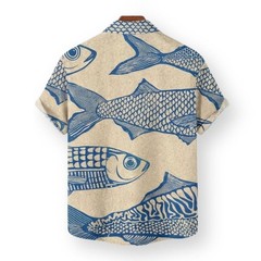 Retro Sardines Hawaiian Shirt, Vintage Fish Print Button Up