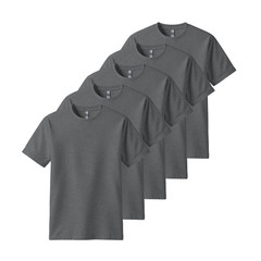 5-Pack Blank Graphite Heather Gray Gildan 5000 Heavy Cotton T-Shirts S-2XL
