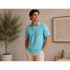 Peter Millar Crown Sport Aqua Squid Print Performance Golf Polo Shirt Men’s XXL