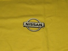 Vintage Y2K Anvil Red Bar Nissan Car Automobile Yellow T Shirt Size XL