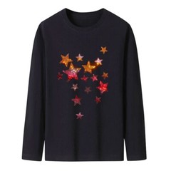New Men Luxury Diamond Stars Rhinestones Fashion Black T-Shirt High Quality