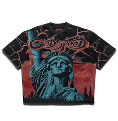 GODSPEED “Voltage” Statue of Liberty Graphic T-Shirt Black Red Size XL