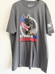 Grunt Style Club Exclusive “Standing On Business” Patriotic Eagle Grey T-Shirt 2