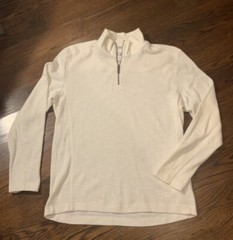 Men’s PD&C L White 100% Cotton T Shirt W High Neck Long Sleeves & Zip Front