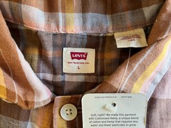 NWT Levis plaid short sleeve shirt / size large / fits bigger cotton/hemp