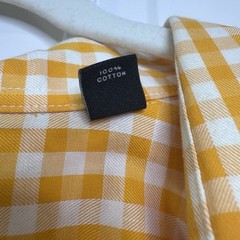 Sean John Mens 3XB Tall Yellow Gingham Button Front Dress Shirt 100% Cotton
