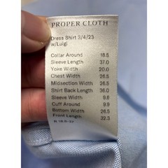 Proper Cloth Mens Light Blue Oxford Cloth Dress Shirt 18.5 37 PCF617 Cotton