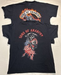 Sons Of Anarchy Shirt XL & 2XL Lot Of 2 Black Grim Reaper Fire American Flag