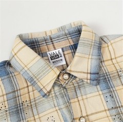 VALE Forever Beaded Gradient Vintage Check Long-Sleeved Shirt Jacket