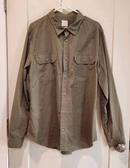 Gap Mens XL Olive Utility Shirt Long Sleeve Garment Dyed Poplin