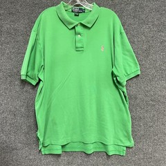 Polo Ralph Lauren Mens XL Green short sleeve shirt pink logo SEE PHOTOS