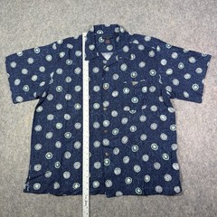 Gordon Clothing Co Tiki Print Short Sleeve Hawaiian Shirt Men’s Sz XL Navy Blue