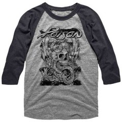 Poison Roses Skull & Cobra Men’s Raglan T Shirt 80’s Rock Music Merch