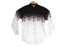 Cumberland Outfitters Men’s size Large Black White Western Pearl Snap Shirt