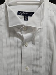 Joseph & Feiss 18-32/33 Button Tuxedo Shirt Pleated Wing Collar French Cuff Wht