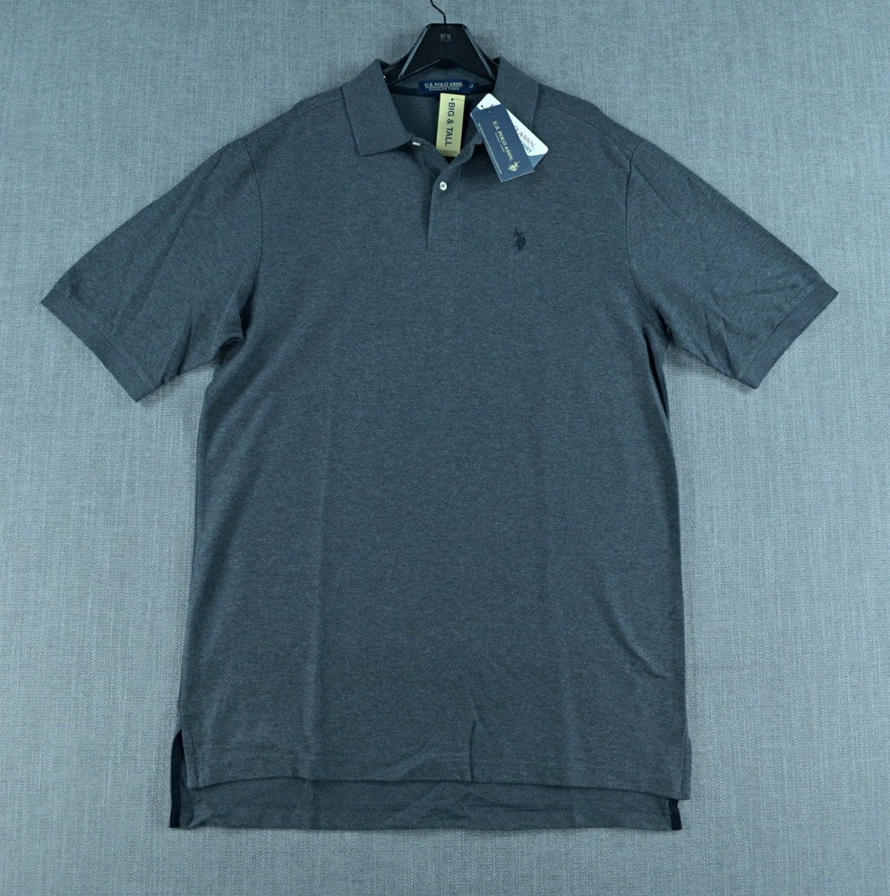 US Polo Assn Polo Shirt Men’s LT Gray Ultimate Pique Shirt Quick Dry Stretch NWT
