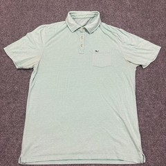 Vineyard Vines Polo Shirt Mens Medium Green Solid Stretch Jersey Pocket Casual