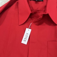 D’Amante Men’s Red Dress Shirt 17 32/33 Long Sleeve Button Front Career PK NWT