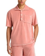 Oas Cameo Girona Velour Shirt Men’s Small Pink Button Closure Short Sleeves