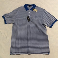 Daniel Cremieux Golf Polo Shirt Mens Size M Blue White Striped NWT 22″ Pit-Pit