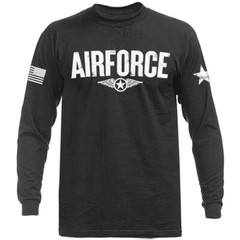 Airforce Military Patriotic US Flag Veteran Long Sleeve