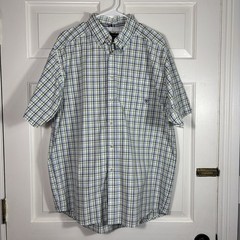 Ariat Pro Series Short-Sleeved Button-Up Plaid Shirt Sz L Sharp Cowboy Business