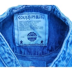 Vintage Coliseum Denim Band Collar Shirt Mens XL Blue 90s Collarless Button
