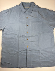 CARIBBEAN Hawaiian Shirt Size XL Blue Button Down Coconut Shell Short Sleeve