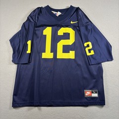Nike Team Jersey Men’s L Blue Yellow University Of Michigan UofM 90’s #12