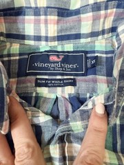 Vineyard Vines Slim Fit Whale Shirt XS Blue Plaid Button Down 100% Cotton