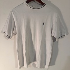 Vintage Polo by Ralph Lauren White Cotton Pique Contrast Trim Crewneck T-Shirt