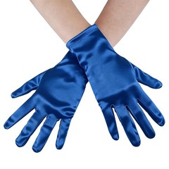 Blue Short Satin 1920s Party Gloves Stretchy 20s Cosplay Wedding Bridal Costu…