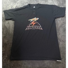 Majestic Salem Volcanoes MiLB Baseball Henley Shirt Mens XL Black Short Sleeve