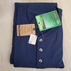 Maks Active Men’s 3XL Navy Long Sleeve Henley Nanotex Stain Release Fabric Shirt