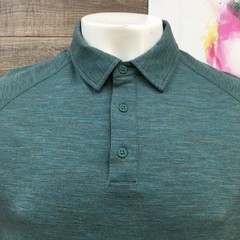 Woolx Mens Merino Wool Blend Short Sleeve Polo Shirt Green Heather Size Large