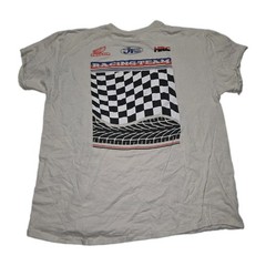 Honda Racing Team Shirt Mens Beige Checkered Flag Motorsport Cars XL / X-LARGE