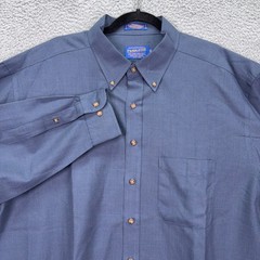 Sir Pendleton Shirt Mens XXL Long Blue Micro Houndstooth 100% Wool Button Up