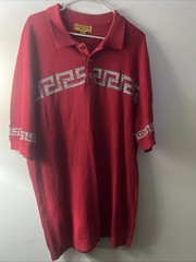 Prestige Red Luxury Knit Greek Key Polo Shirt 3xl