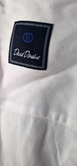 David Donahue 100% Cotton Mens White Twill Textured Long Sleeve Dress Shirt