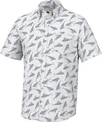 HUK Kona Rooster Wake Harbor Mist Short Sleeve Button Up Sz Large