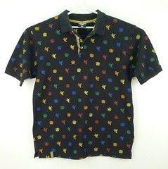4Fatherz Black Polo w/ Multicolor 4F and Crown Logo Pattern Mens Size 2XL SS