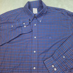Brooks Brothers Button Down Shirt Mens XL Madison Fit Non-Iron Stretch Navy Blue