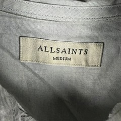 AllSaints Mens Ramskull Long Sleeve Button Up Shirt Blue Grey Medium
