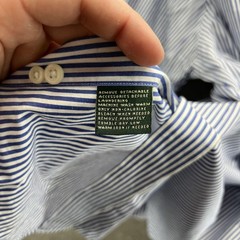 Lauren Ralph Lauren Dress Shirt Mens 17.5 34/35 Blue Stripe Non Iron Long Sleeve